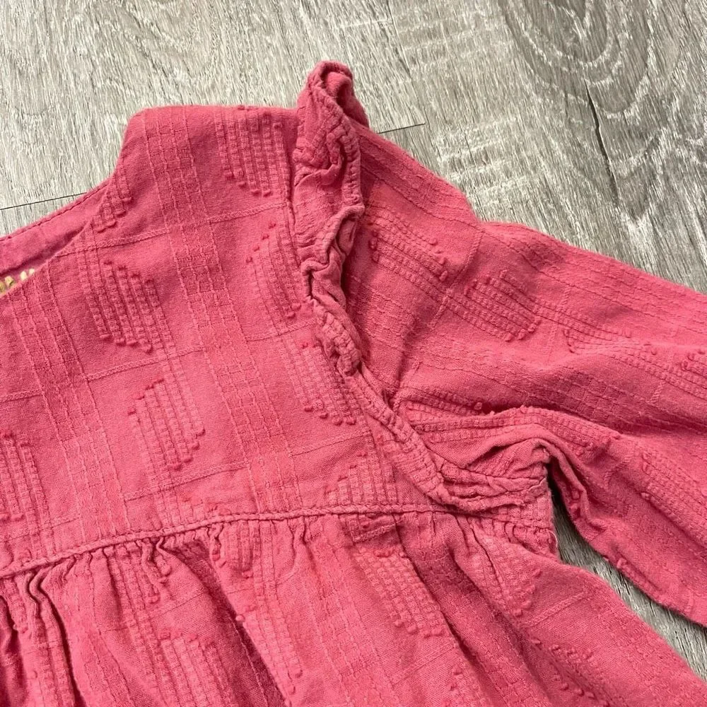 Genuine Kids From OshKosh Toddler Girl’s Pink Long Sleeve Ruffle Keyhole Top 5T